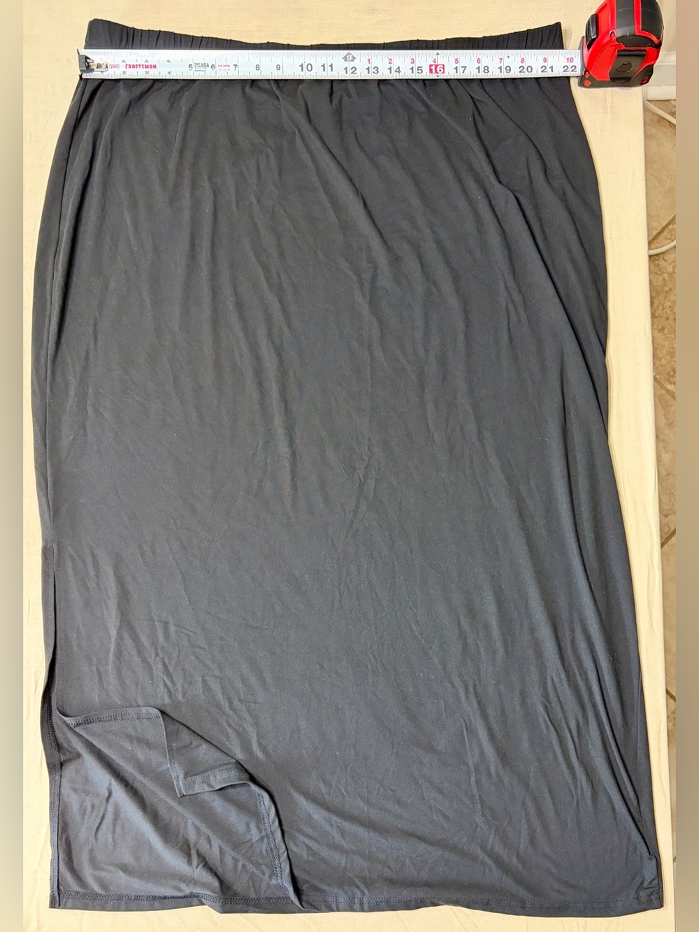 SHEIN CURVE+ Black Solid Pull-On Midi Pencil Skirt Plus Size 7X Stretch